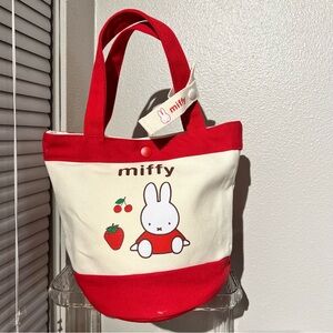 New Miffy strawberry Red & Cream Canvas bucket  Bag